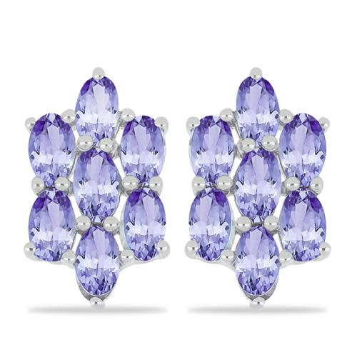 BUY 925 SILVER NATURAL TANZANITE GEMSTONE FLORAL EARRINGS 